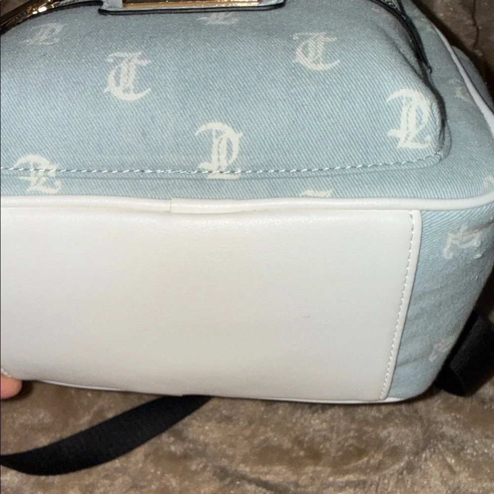 Juicy Couture denim Light Blue and White Logo Backpack